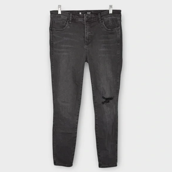 Kut From The Kloth Connie gray black High Rise Fab Ab Ankle Skinny Jeans 8 edgy - Picture 9 of 9